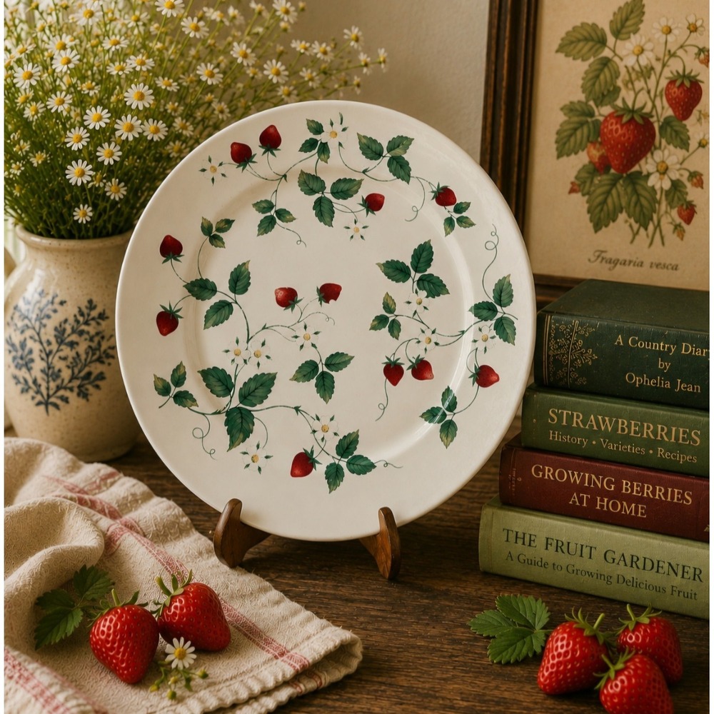 International Tableworks Strawberry Fair 11" Dinner Plate No Trim Farmhouse